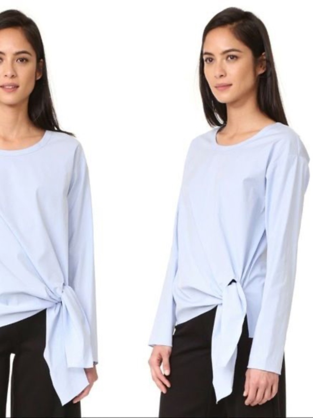 NWT Theory Serah Stretch Cotton Waist Tie Top In Larkspur Blue